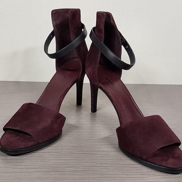 Vince 'Giustina' Ankle Strap Sandal, Wine Suede Womens Size 7.5 / 38 - Picture 4 of 10
